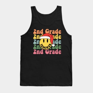 Retro Christmas Teacher 2nd Grade Santa Hat Back To School Tank Top